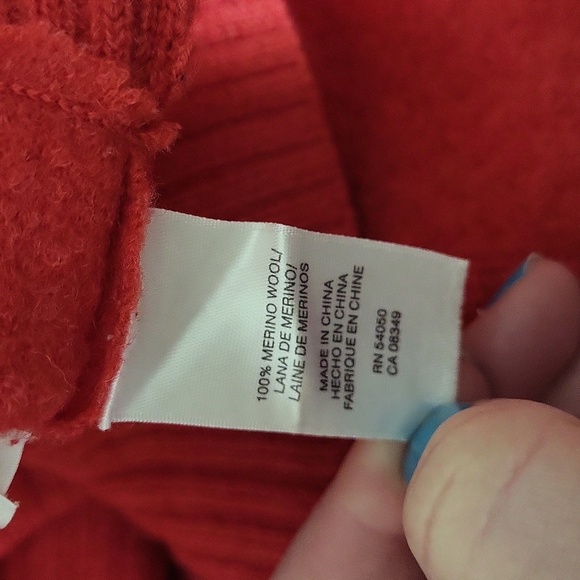 🛍Jones NY Womens 1X Strawberry Red Merino Wool Cardigan Button Front Casual - Picture 4 of 12